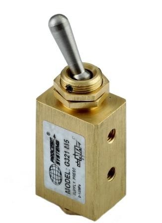 Silver Tone Air Pneumatic 2 Position 5 Way Toggle Switch Valve TAC2-41V 