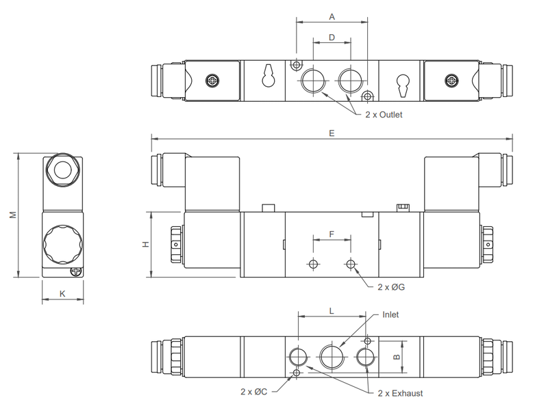 Bi Stable 5/2 solenoid valve