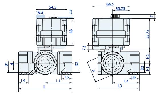 3 way capacitor return electric ball valve dimensions
