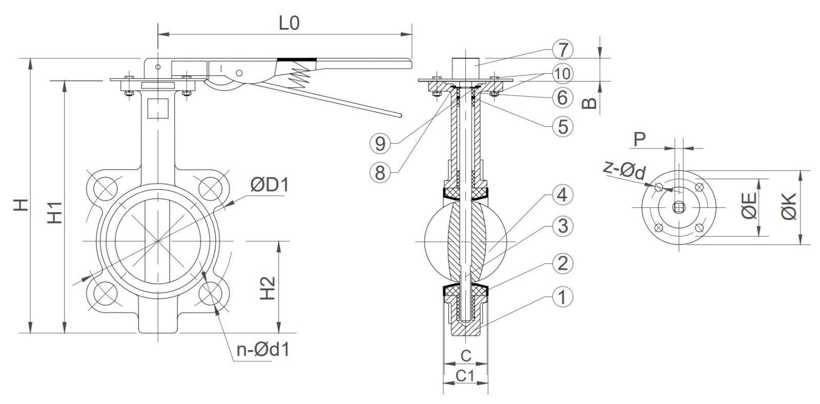 Cast Iron Wafer Butterfly Valve 