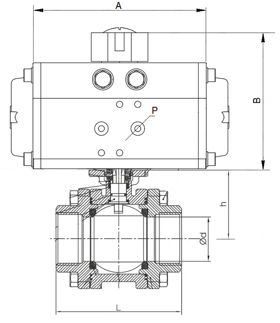 fire safe ball valve pneumatic actuated dimensions