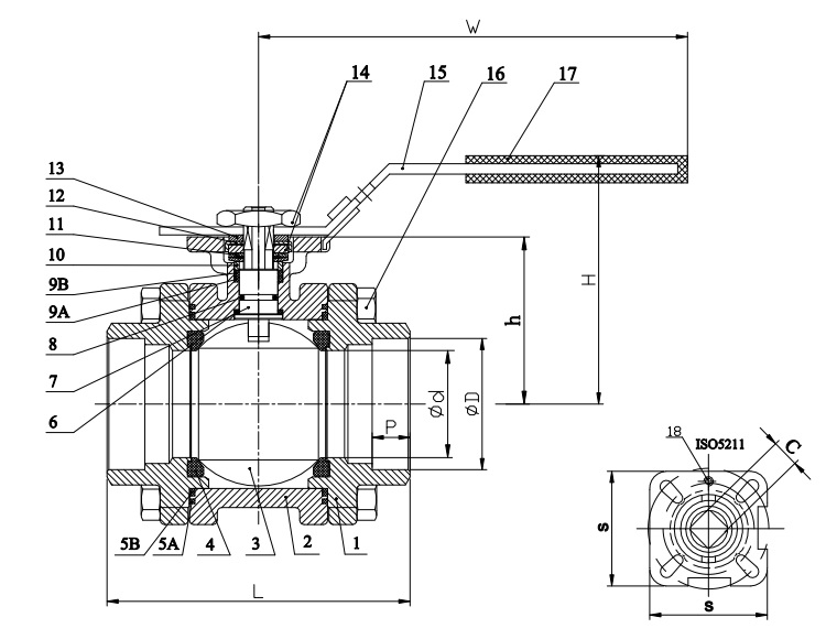 SOCKET WELD FIRE SAFE BALL VALVE LEVER