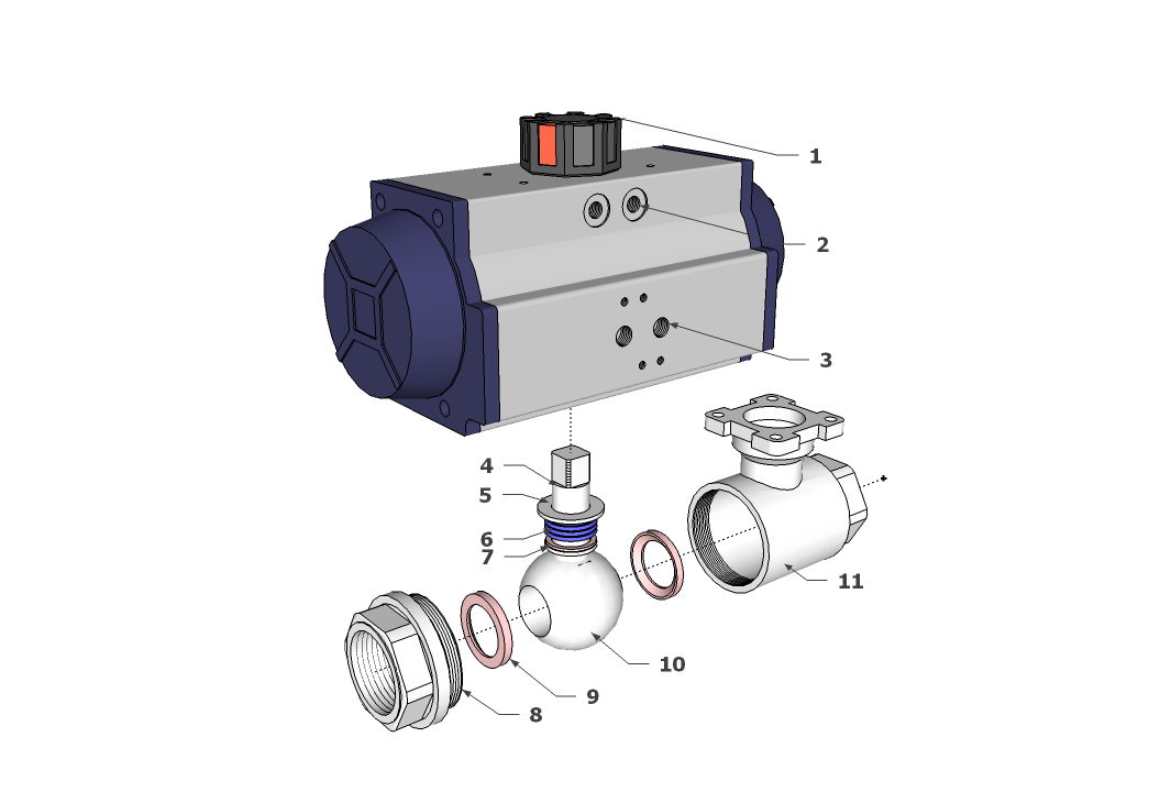 Double Acting Nickel Plated Brass Ball Valve