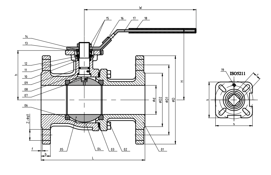 Stainless Steel ANSI150 flanged fire safe ball valve dimensions