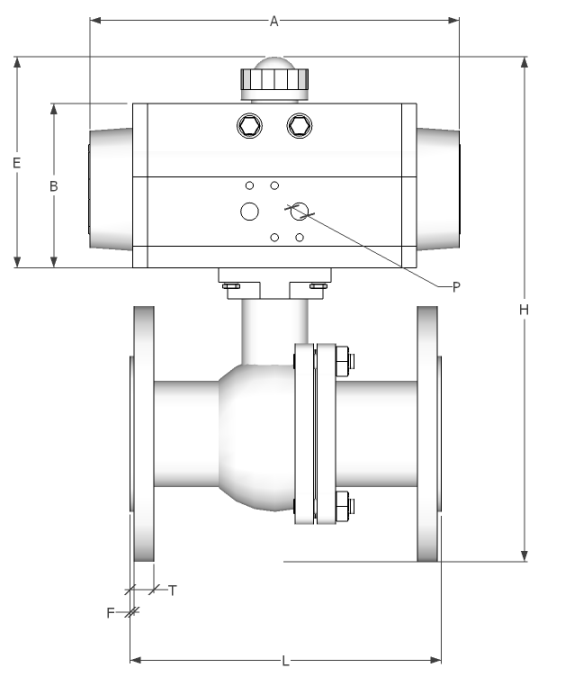 Double Acting Flanged Cast Iron Ball Valve