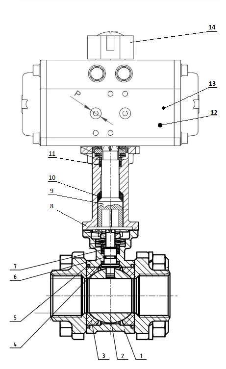 Hight Temperature Ball Valve Pneumatic Actuated with Extension pad