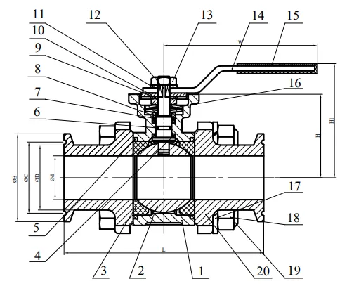 Triclover Stainless Steel Ball Valve Construction