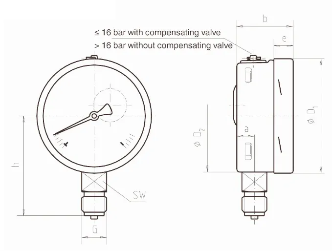 150mm Full Stainless Steel Pressure Gauge