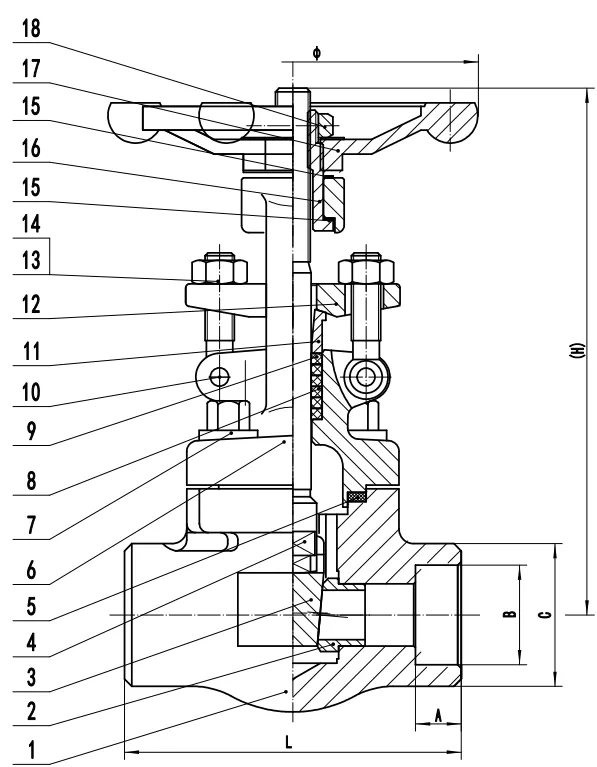Class 800 Forged Steel Solvent Weld Gate Valve