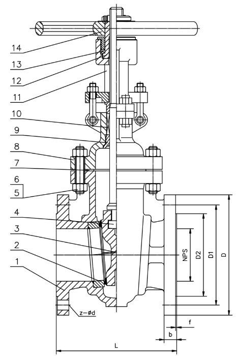 WCB Rising Stem Gate Valve Construction