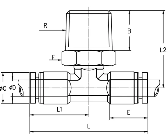Imperial Stainless Steel Male Run Tee Push Fit Fitting Dimensions