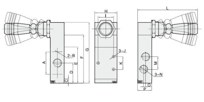 5 way 3 position lever valve