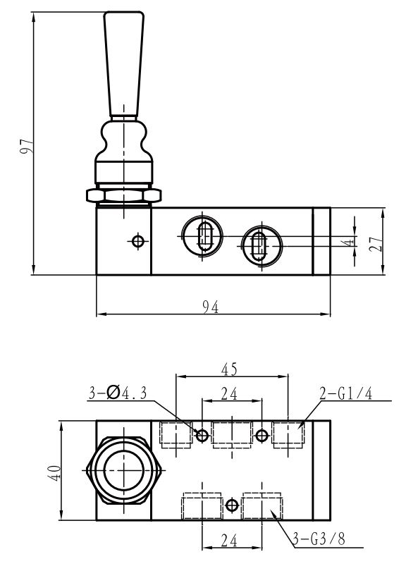 5 way 2 position lever spring valve