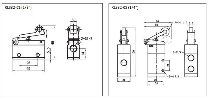 3 way 2 position roller valve