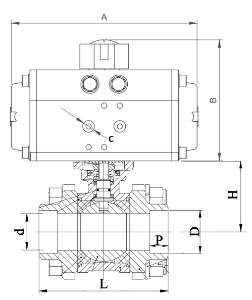 SOCKET WELD BALL VALVE PNEUMATIC ACTUATED