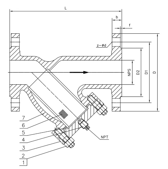 Cast Steel Flanged Y Strainer Construction