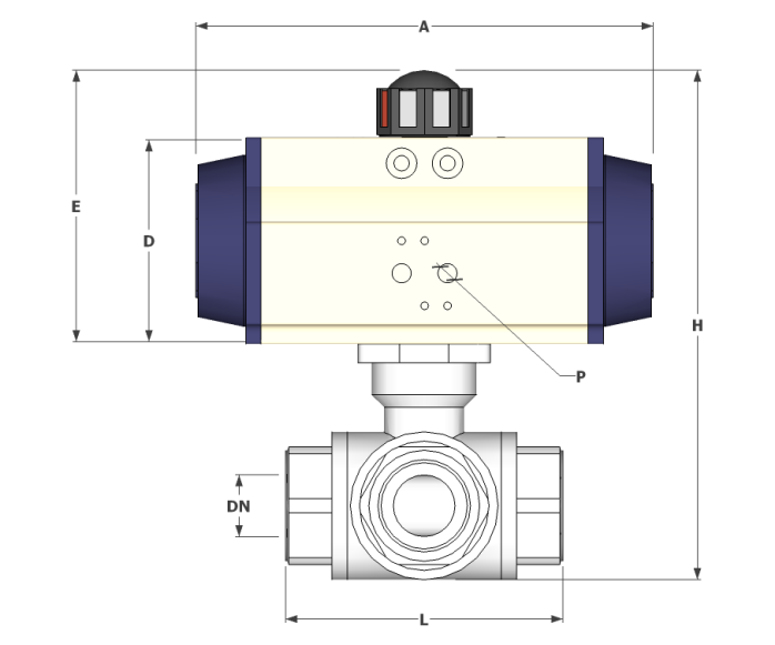3 way double acting nickel plated brass ball valve