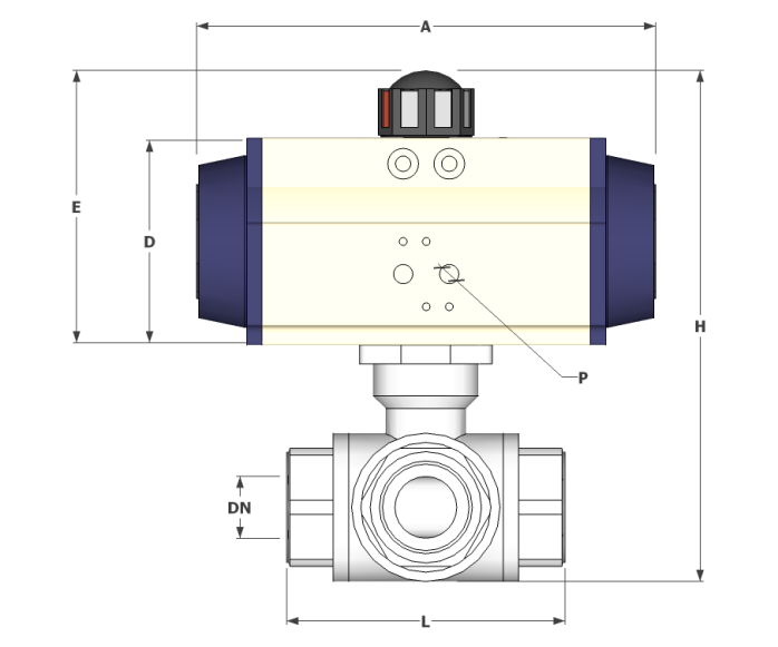 3 way Spring Return Nickel Plated Brass Ball Valve