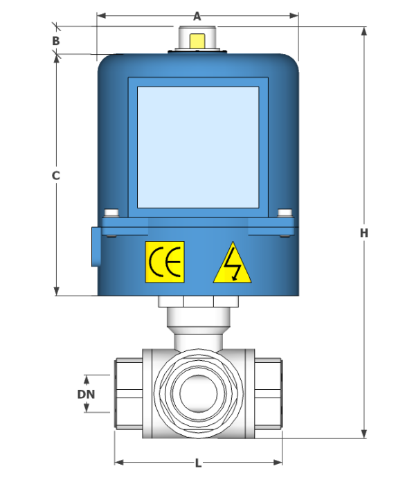 3 way electric nickel plated brass ball valve