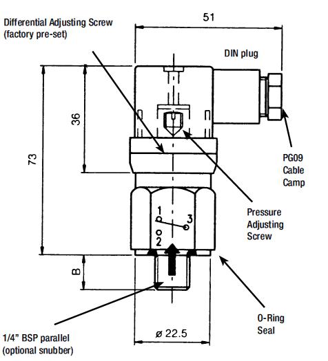 Plated Steel Pressure Switch Dimensions
