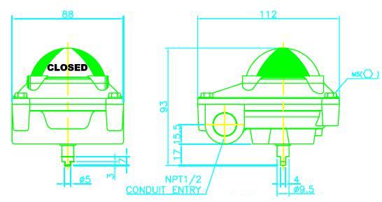 Pneumatic Limit Switch Box Dimensions