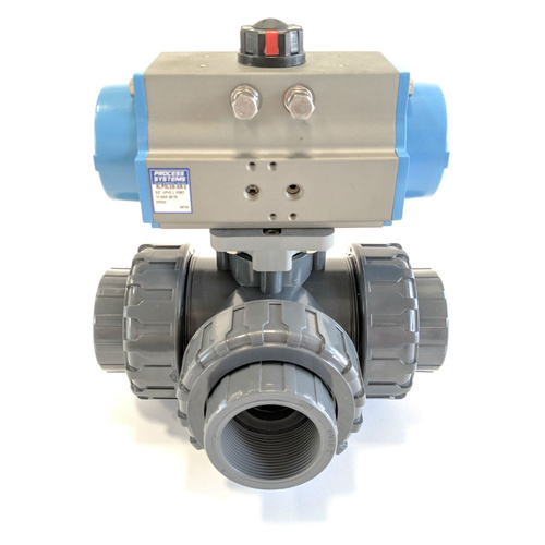 UV Stabalised 3 Way Double Acting PVC Ball Valve