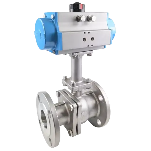 High Temperature DIN Stainless Steel Flanged Spring Return Ball Valve