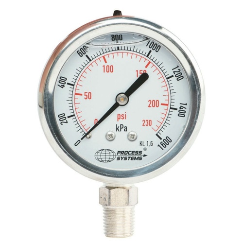 100mm Pressure Gauge Bottom Entry Dry Fillable 1% Acc 